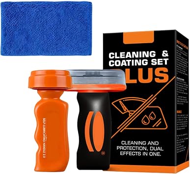 Bottone Car Glass Cleaning Coating Set, Dual Effect with Microfiber Towel, Road Grime, & Water Spots, Anti-Glare & Water