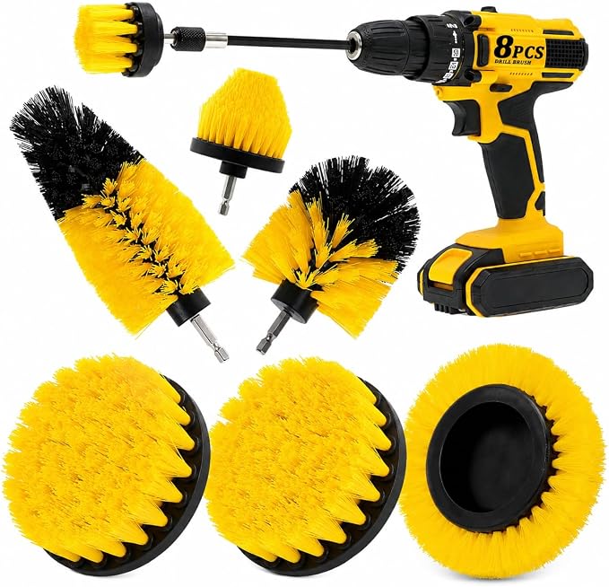8 Pcs Drill Brush Attachment Set - Power Scrub Brush Kit