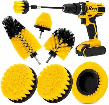 8 Pcs Drill Brush Attachment Set - Power Scrub Brush Kit