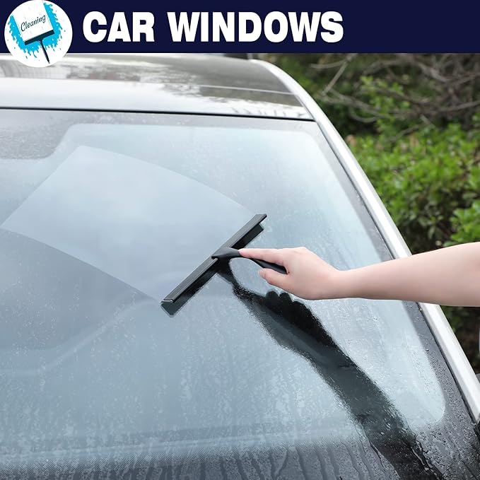 NETANY Shower Squeegee, 12-Inch Matte Black Squeegee, All-Purpose Stainless Steel Squeegee for Bathroom, Shower Doors, Mirrors, Tiles and Car Windows - 100% Streak Free