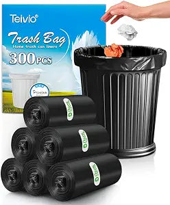 Teivio Small Black Trash Bags 3 Gallon 300 Count Bathroom Garbage Bags