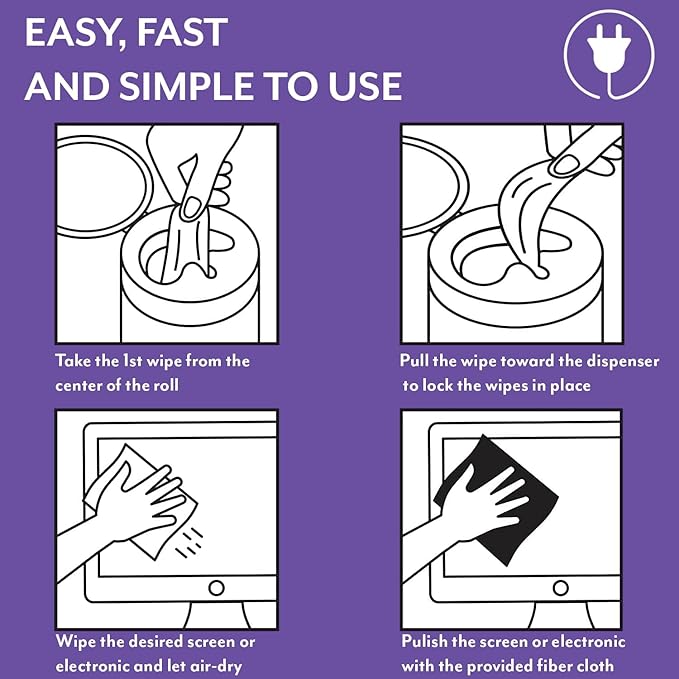 Swanky Cables Screen Cleaner Wipes: Electronic Wipes for Screens - Computer Screen Wipes for Lens, Phone, TV Screen and Monitor Cleaning - Tech Wipes & Microfiber Cloth (Canister, 600 Count)