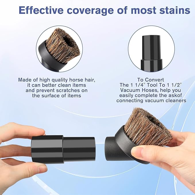 2 Pack Round Dust Brush For Shark Vacuum Attachment with Vacuum Hose Adapter, for Shark Vacuum Brush Attachment for Most Vacuum Cleaners Accessories