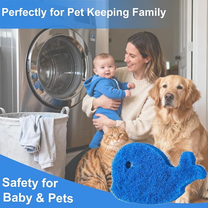 Pet Hair Remover for Laundry, 6PCS Reusable Dog & Cat Hair Remover Tool - Removes Pet Fur, Hair, Lint, Dander from Clothes &Washing Machine. (Blue, Dolphin)