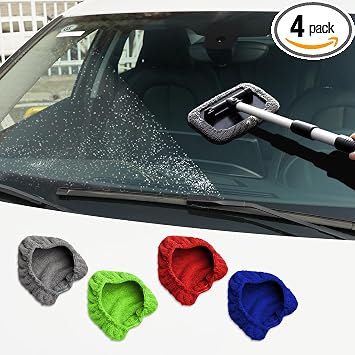 Car Care Microfiber Cloths for Windshield Cleaner, Replaceable Glass Cleaning Bonnets for Windshield Cleaning Wand, Auto