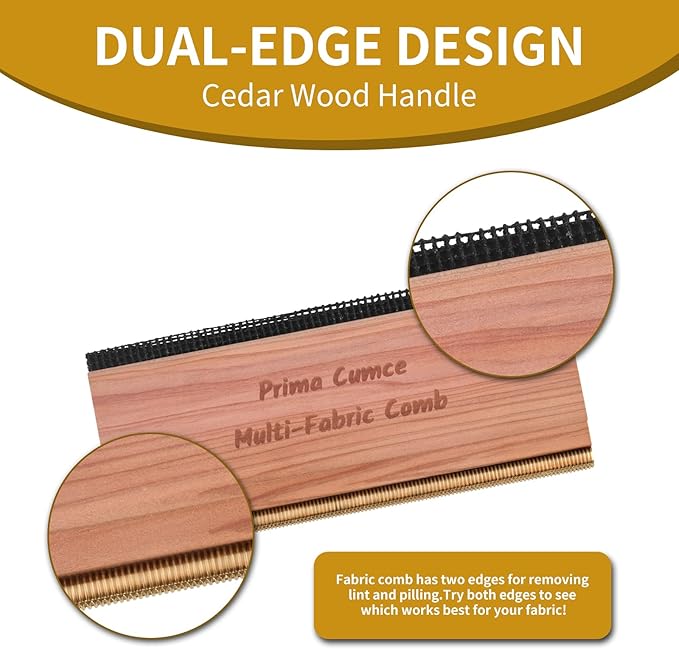 Cashmere Comb – 100 x 44 x 10mm Multi-Fabric Shaver for Clothing – Durable Cedar Wood Comb with Metal Pick – Easy to Use and Portable Fiber Cloth Pilling Remover Ideal for Sweaters, Fuzz
