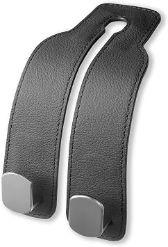 Jayanes Genuine Leather Car Seat Hooks for Headrest - Flexible Car Seat Back Storage Hook for Purses and Bags, Upgraded 