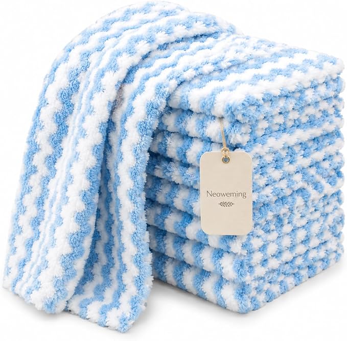 10PACK Kitchen Cleaning Cloths, Microfiber Dish Cloths: All-Purpose Washing/Soft/Lint Free/Absorbent/Quick Dry Reusable 