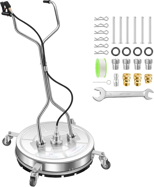 LidoDola 30'' Pressure Washer Surface Cleaner with 4 Wheels - Stainless Steel Surface Cleaner for Pressure Washer Attachment for Concrete, Driveway, Patio, Sidewalk, Deck and Driveways