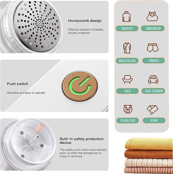 Rechargeable Lint and Fabric Dust Remover, Lint Remover, Pill Fuzz Remover, Rechargeable Sweater Fabric Pill Shaver for Sweater, Clothes, Carpet
