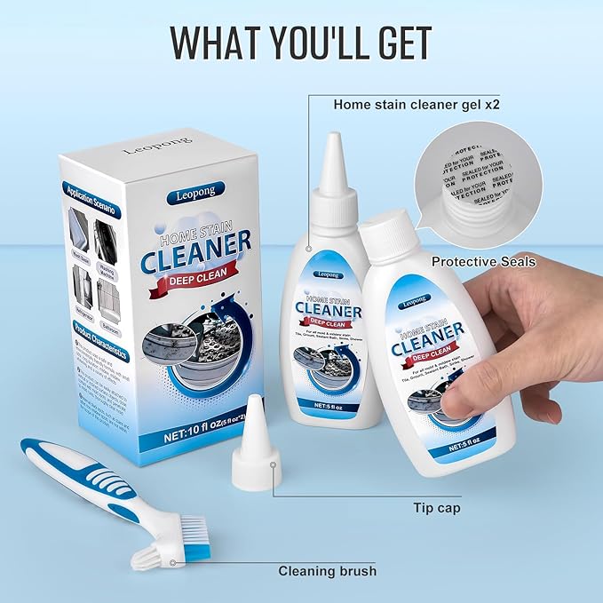 Leopong Home Cleaner Gel, Cleaner for Washing Machine, Refrigerator Strips, Household Shower, Kitchen Sinks, Walls, Tiles, Bathrooms- 10 fl oz
