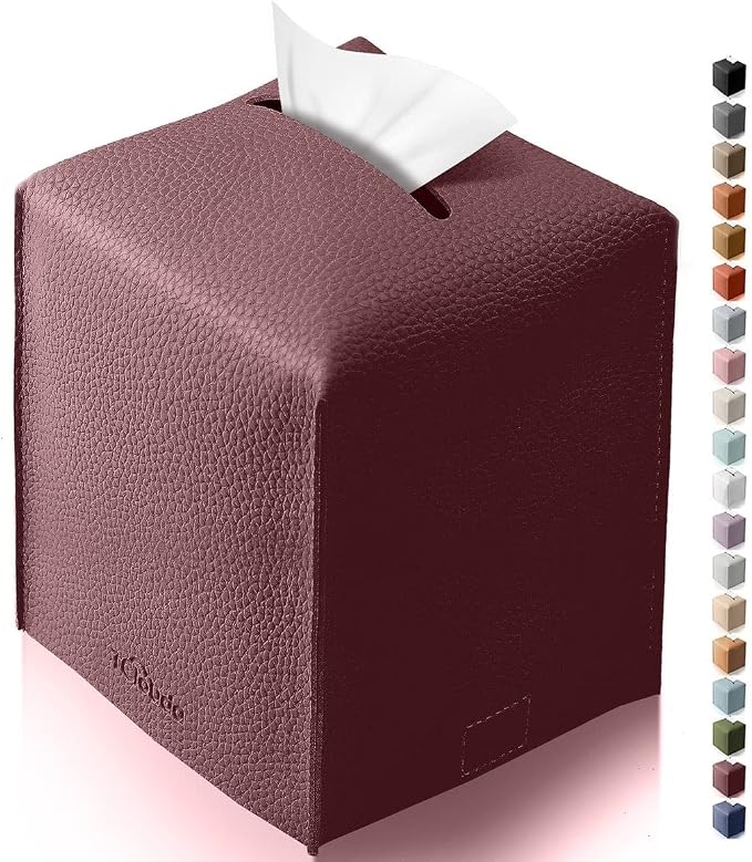 Tissue Box Cover for PU Leather, Modern Simple Solid Color Holder Square Tissue Bag, Ideal for Bathrooms,Office,Car,Nigh