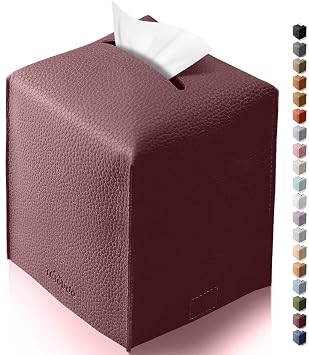 Tissue Box Cover for PU Leather, Modern Simple Solid Color Holder Square Tissue Bag, Ideal for Bathrooms,Office,Car,Nigh