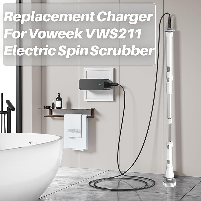 9V Power Supply for Labigo Electric Spin Scrubber LA1 Pro Charger for Voweek Electric Spin Scrubber AC Adapter Compatible with Voweek VWS211 SP02 for Labigo LA1 Pro Cordless Cleaning Brush Power Cord