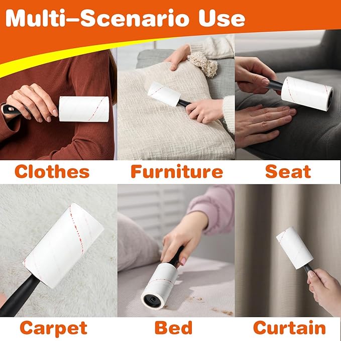 Yvnicll 630 Sheets Lint Rollers for Pet Hair Extra Sticky，Easy Spiral Tear Lint Roller for Clothes and Pet Hair， Remover for Couch, Furniture and Carpet.