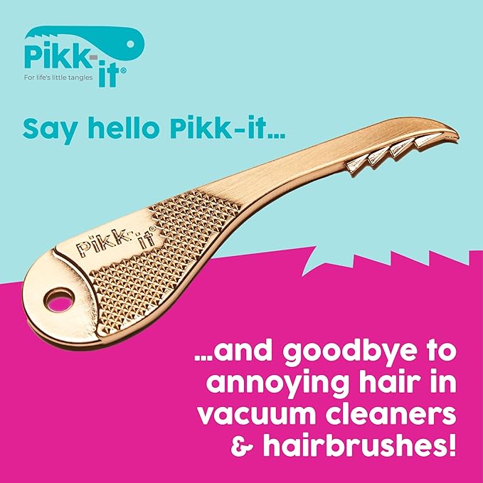 Pikk-it® Amazing Tool for Your Vacuum that Removes Tangled Hair in Seconds, Improves Cleaning Power & Efficiency. Great on Pet & Human Hair, Super Strong (Twin Pack)