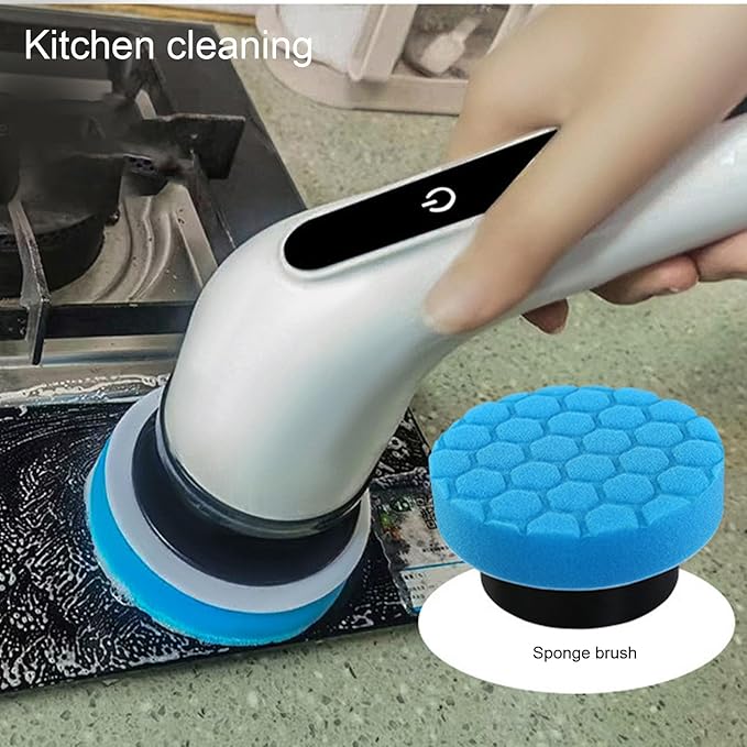 Electric Spin Scrubber Cordless Multifunction Retractable Handle Bathroom Tile Power Cleaning 9 Brushes Bath Tub Scrubber