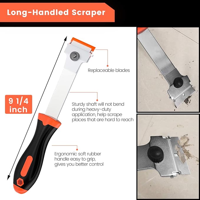 DEKEones Razor Blade Scraper, 2 PCS Razor Scraper Tool for Removing Label, Registration Sticker, Tint, Grease from Windshield, Appliance, Glass (Extra 20 Metal and 10 Plastic Blades)