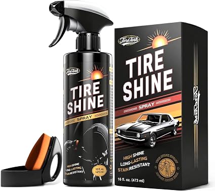 toretark Ceramic Tire Shine Spray — High-Gloss Wet Look Tire Coating with Ultra-Dense Nylon Brush Applicator, UV Protect