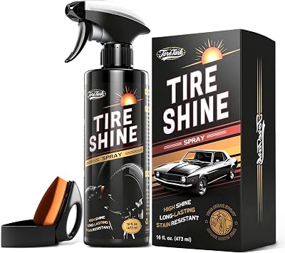 toretark Ceramic Tire Shine Spray — High-Gloss Wet Look Tire Coating with Ultra-Dense Nylon Brush Applicator, UV Protect