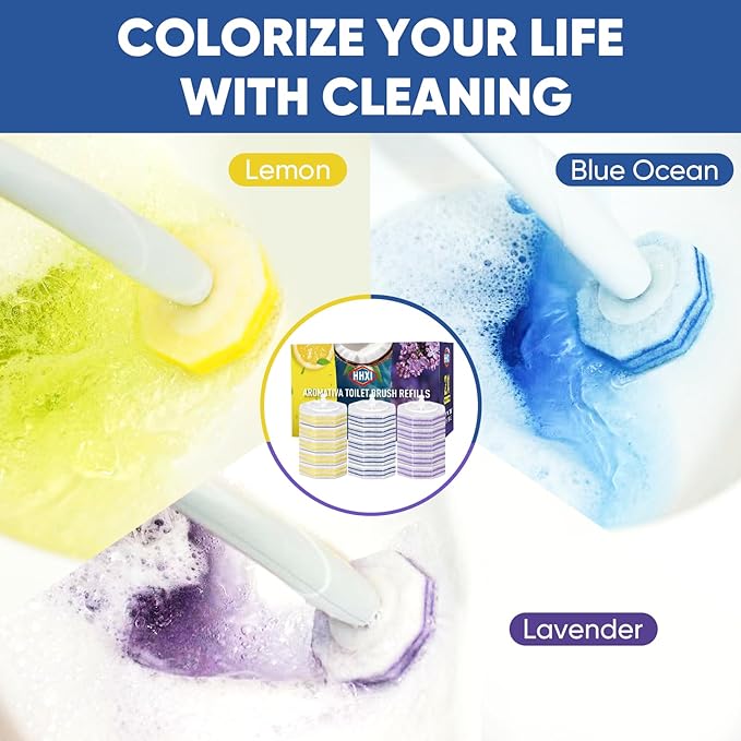 120Ct Aromative Toilet Brush Refills, Toilet Bowl Cleaner Refills, Double-Layer Cleaning Pads Added, Disposable Refill Heads for Toilet Bowl Cleaner Wands，Bulk （Patented）