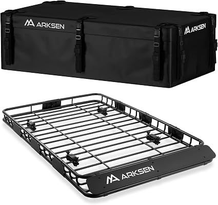 ARKSEN 64"x39"x4" Roof Rack Cargo Basket with 21.5 Cu Ft Bag