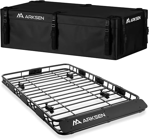 ARKSEN 64"x39"x4" Roof Rack Cargo Basket with 21.5 Cu Ft Bag