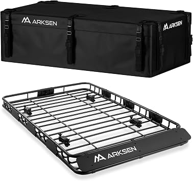 ARKSEN 64"x39"x4" Roof Rack Cargo Basket with 21.5 Cu Ft Bag