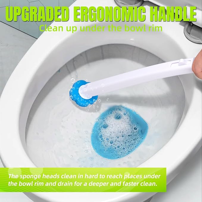 Disposable Toilet Brush, Toilet Wand Refills, Extended Handle with 48 Cleaner Refills, Toilet Brush for Toilet Bowl Cleaners, Bathroom Cleaning