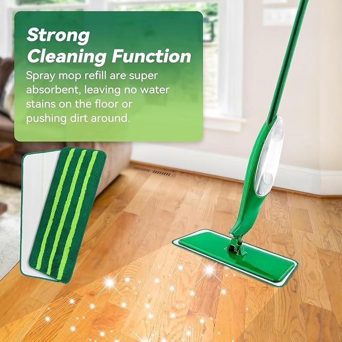 Mop Head Replacement for Libman Freedom Spray Mop - Washable Reusable Wet & Dry Cleaning - Microfiber Spray Mop Pads Refill for Multi-Surface Floor -12 Pack (Green）