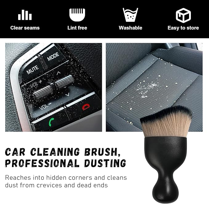 Ziciner 2 PCS Car Detailing Brush, Curved Soft Bristles Auto Removal Dust Collectors, Universal Vehicle Dashboard, Air Conditioner Vents etc Interior Cleaning Tool Accessory (Brown/Black)