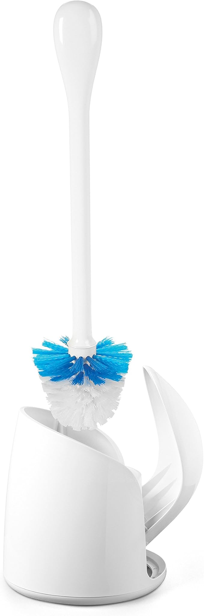 OXO Good Grips Compact Toilet Brush & Canister, Toilet Bowl Brush and Holder with Automatic Canister Door, Bathroom and Small Spaces Cleaning Supplies Essential (Pack of 2)