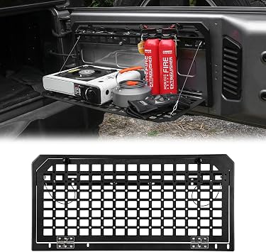Tailgate Table Rear Foldable Storage Cargo Rack, Storage Shelf Molle Panel for 2007-2025 Jeep Wrangler JKU &JL JLU 4 Doo