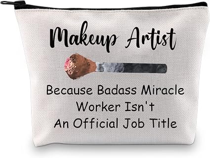 JXGZSO Makeup Artist Gift Because Badass Miracle Worker Isn't An Official Job Title Beautician Makeup Bag Gift For Esthe