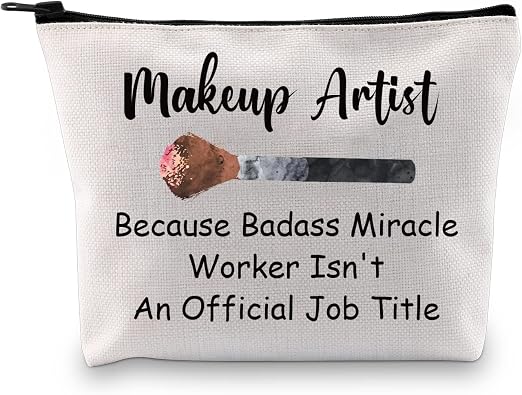 JXGZSO Makeup Artist Gift Because Badass Miracle Worker Isn't An Official Job Title Beautician Makeup Bag Gift For Esthe