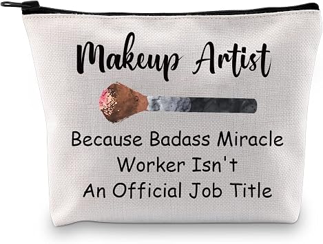 JXGZSO Makeup Artist Gift Because Badass Miracle Worker Isn't An Official Job Title Beautician Makeup Bag Gift For Esthe