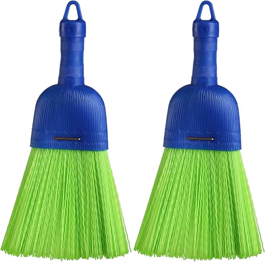 Domensi 2 Pcs Whisk Broom Poly Fiber Hand Brush with Hang Hole Car Cleaning