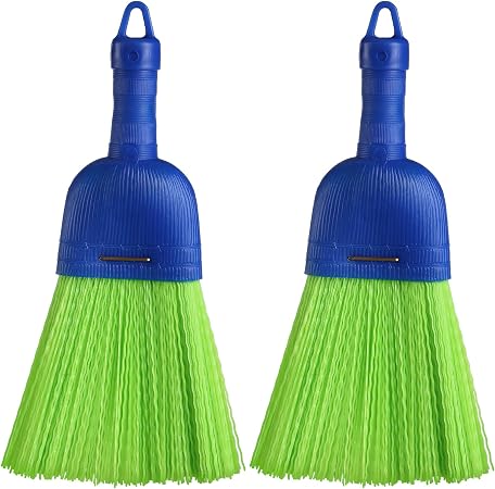 Domensi 2 Pcs Whisk Broom Poly Fiber Hand Brush with Hang Hole Car Cleaning