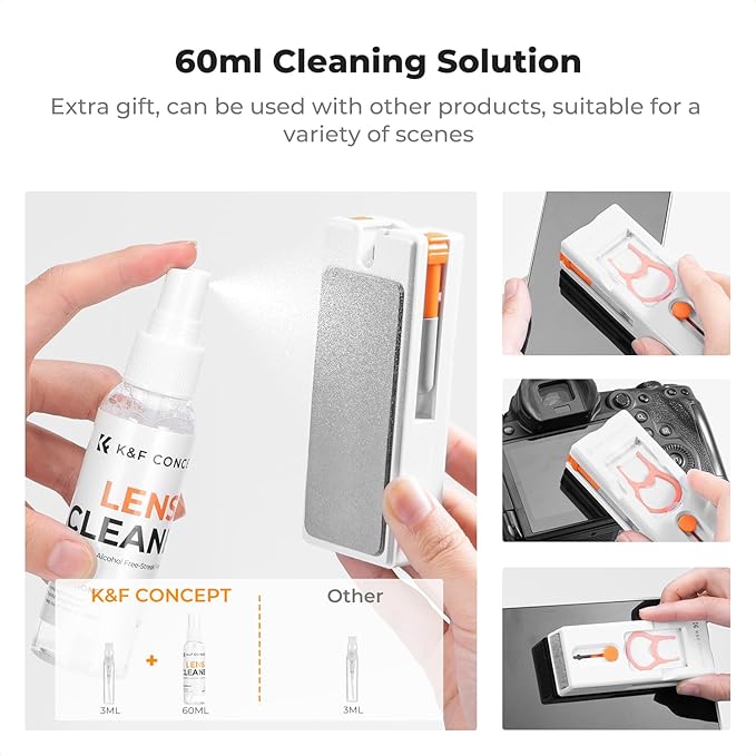 K&F Concept Newly Upgraded 11-in-1 Keyboard Cleaning Kit with Extra 60ml Cleaner - Multifunction Electronic Device Cleaner Set for Cell Phone Tablet PC Camera Keyboard Earbud
