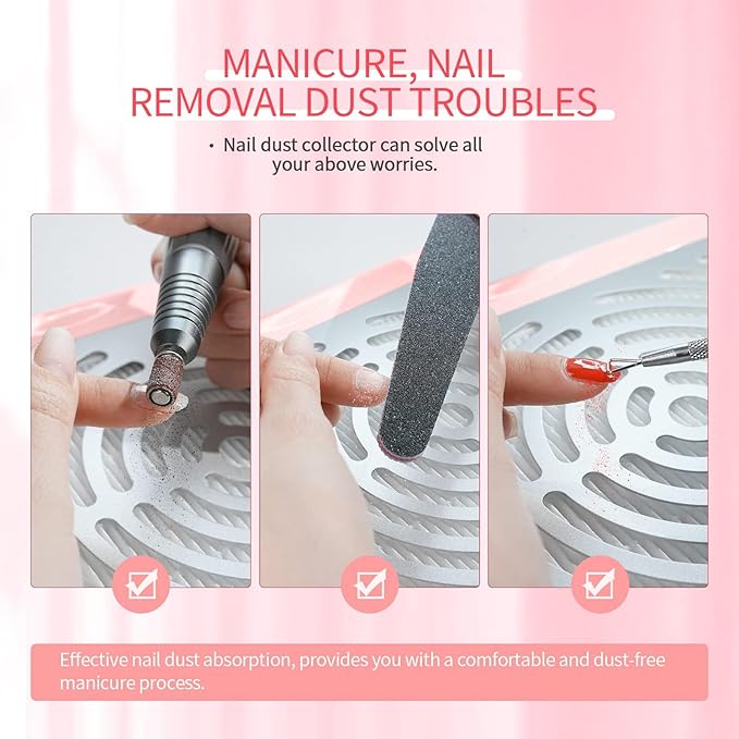 SAVILAND Nail Dust Collector with Lamp – Powerful Nail Vacuum Fan 40W Dust Collector Extractor Electric Dust Suction Machine with Reusable Filter for Acrylic Gel Nails Polishing, Low Noise, Pink