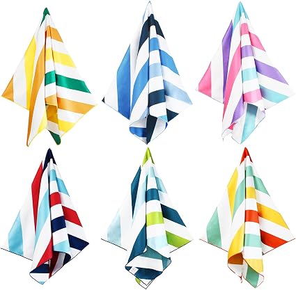 Whale Flotilla 6 Pack Quick Dry Beach Towels Oversized (35"x70"), Microfiber Sand-Free Beach Towel Set, Extra Large Comp