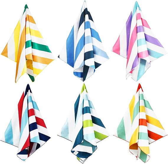 Whale Flotilla 6 Pack Quick Dry Beach Towels Oversized (35"x70"), Microfiber Sand-Free Beach Towel Set, Extra Large Comp