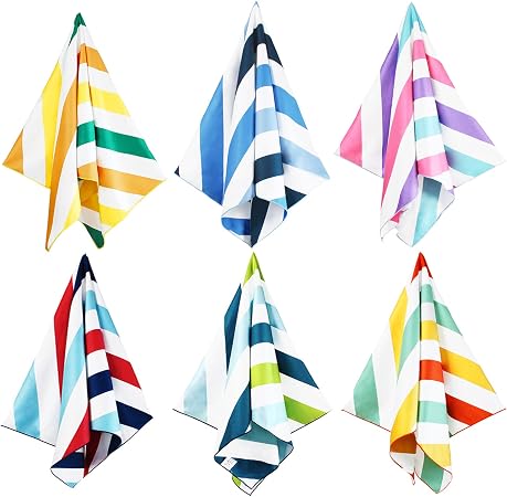 Whale Flotilla 6 Pack Quick Dry Beach Towels Oversized (35"x70"), Microfiber Sand-Free Beach Towel Set, Extra Large Comp
