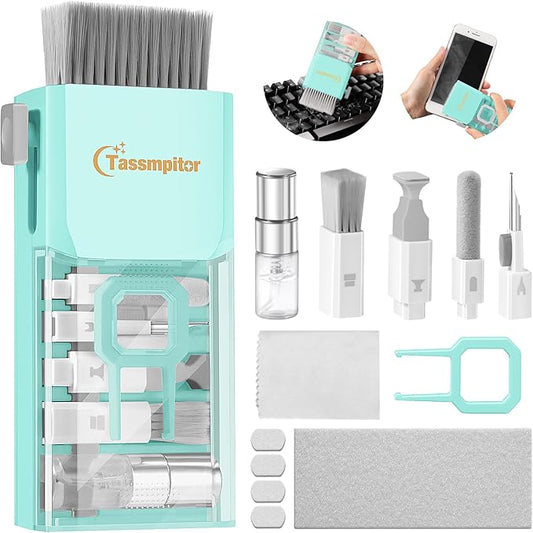 Tassmpitor Laptop Cleaning Kit, All in 1 Keyboard Cleaning kit for MacBook iPad iPhone, Compact Keyboard Cleaner with Brush and Spray for Tablet, Airpods, Earbud, Computer Screen, PC Monitor