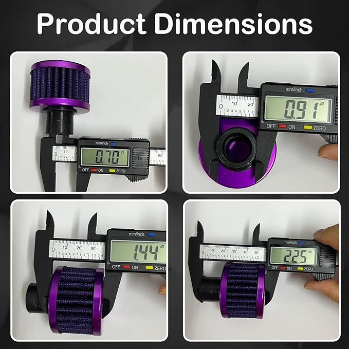 18mm Cold Air Intake Filter, Automotive Cold Air Breather Filter with Adjustable Clamp, Car Valve CoverTurbo Vent Cleaner Accessory, Fits for Car Motorcycle (Purple)