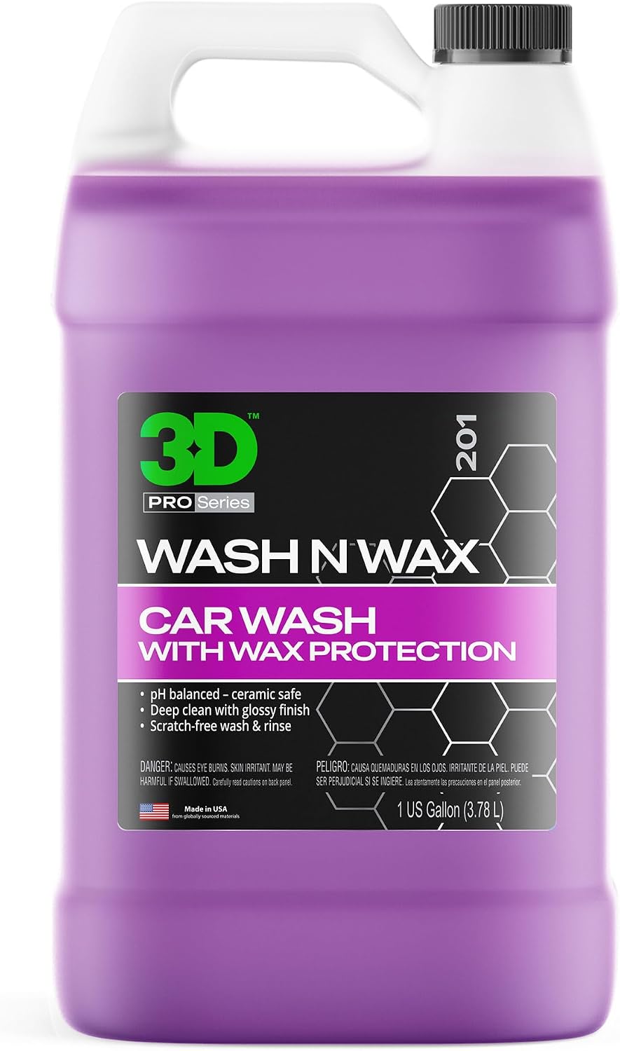 Wash N Wax Car Wash Soap - pH Balanced, Easy Rinse, Scratch Free Soap with Wax Protection - 1 Gallon