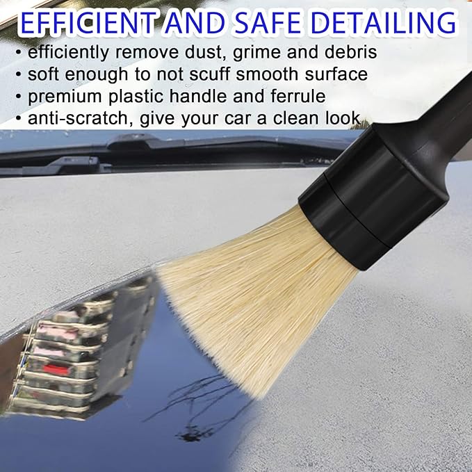 Detailing Brush Set - 10 Pcs Detail Brushes Car Detailing, Auto Boar Hair Car Detailing Kit for Cleaning Interior Exterior - Vehicles Wheels Leather Engine Dashboard