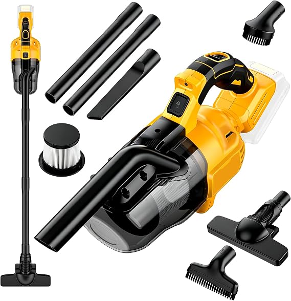 Cordless Vacuum Cleaner for Dewalt 20V Power Tools,Handheld Vac 100 AW,55CFM with Multi Attachment,HEPA Filter for Travel Van,Car Floor Carpet,Pet Hair Debris (Bare Tool) - Cleanova