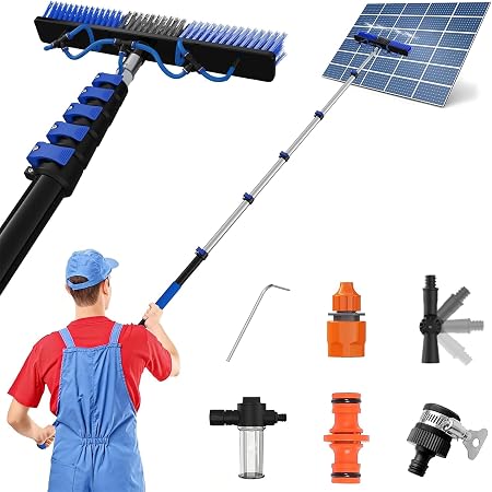 25 FT Reach Solar Panel Cleaning Brush Kit with Telescopic Pole