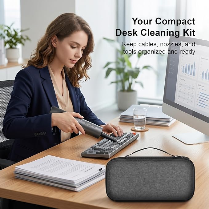ANKHOH Hard EVA Case for HOTO for Voice-Tank 4-in-1 Car Vacuum Air Duster, Protective Storage Organizer for Auto Detailing & Office Keyboard Cleaning Kit, Fits Mini Vac & Accessories - Black